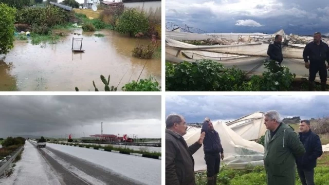 Maraş’ta 15 dönüm sera hortumdan zarar gördü… Atlılar köyünde 4 evi su bastı