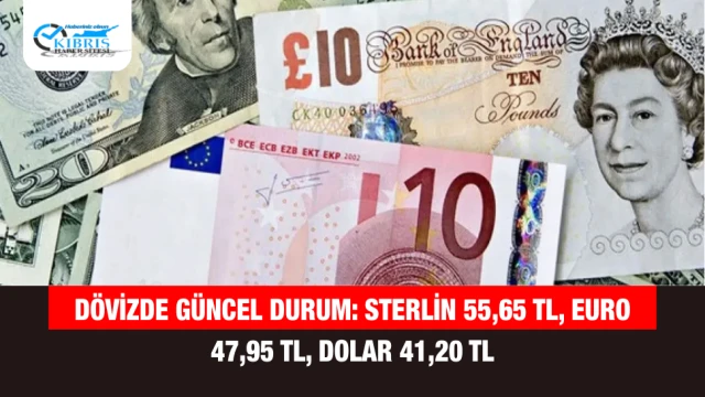 Dövizde Güncel Durum: Sterlin 55,65 TL, Euro 47,95 TL, Dolar 41,20 TL