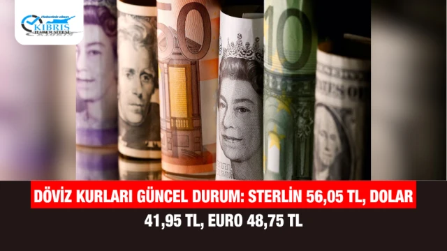 Döviz Kurları Güncel Durum: Sterlin 56,05 TL, Dolar 41,95 TL, Euro 48,75 TL