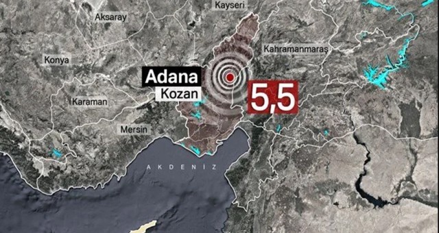 Adana'da 5,5 büyüklüğünde deprem